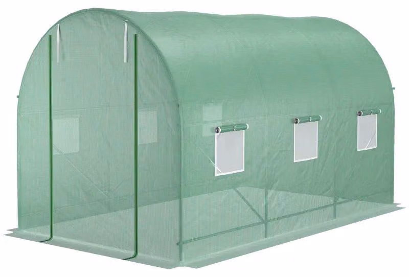 Serra in plastica con porta a rullo e finestre | Colore: Verde | Dimensioni: 200x350x200 cm