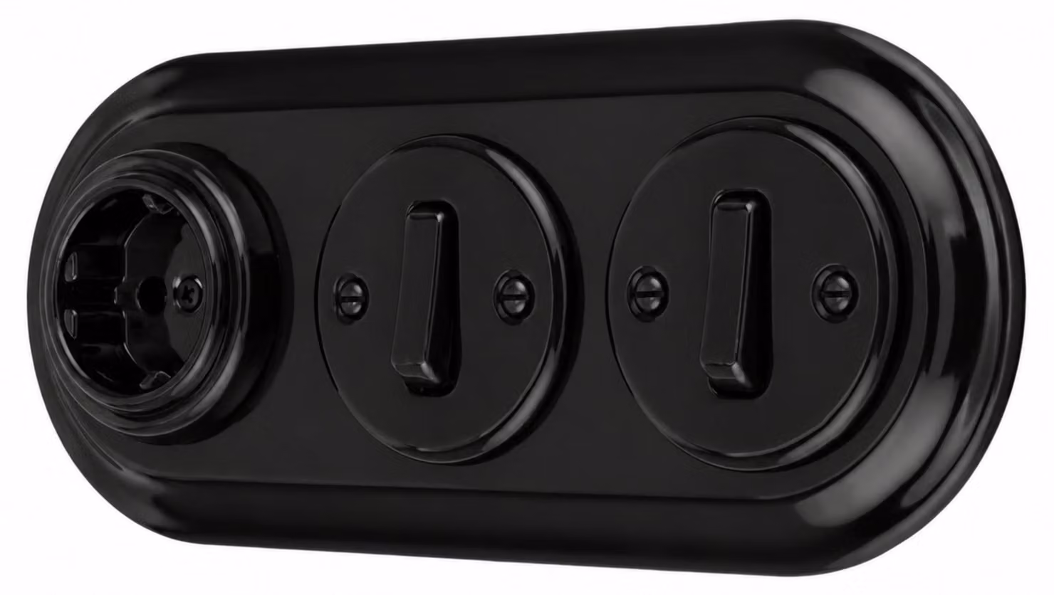 Presa retrò in porcellana da incasso, interruttore, 3 vie, tutto in uno, serie SET PR1 nero