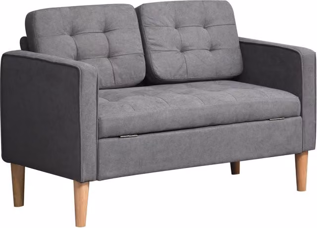 Divano 2 posti con contenitore ¨C Minimal ¨C grigio, velluto, 117x62x78 cm