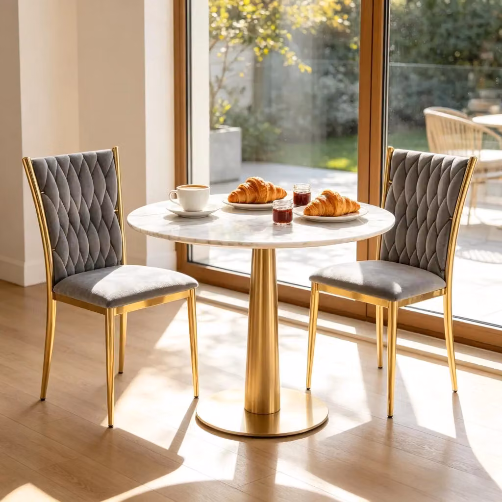 Set di 2 sedie da pranzo moderne WISHDOR in velluto grigio scuro e metallo oro – 2