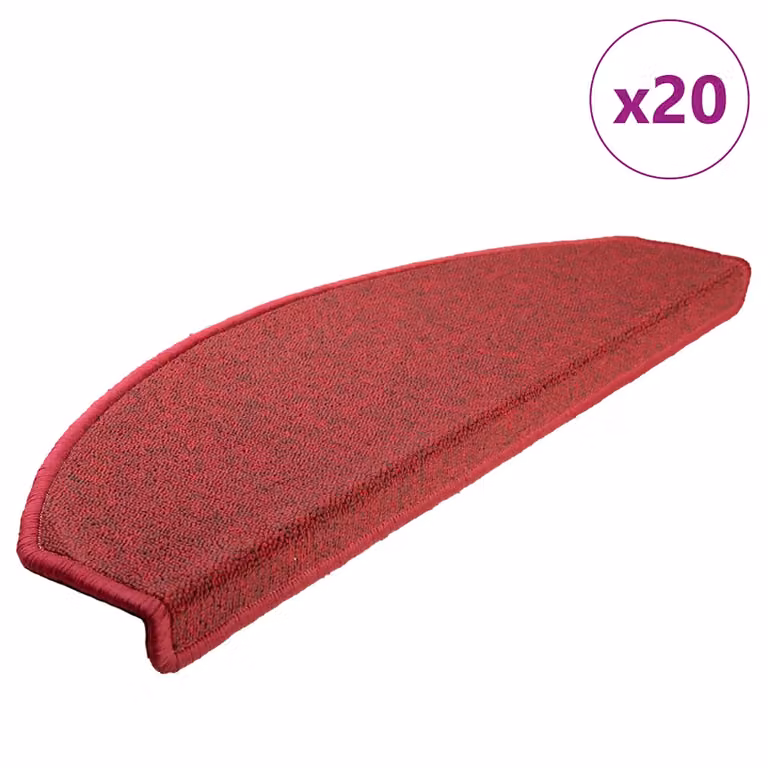 Set di 20 tappetini per scale semicircolari vidaXL, colore rosso, antiscivolo e autoadesivi, L: 65 cm, P: 24 cm, H: 4 cm
