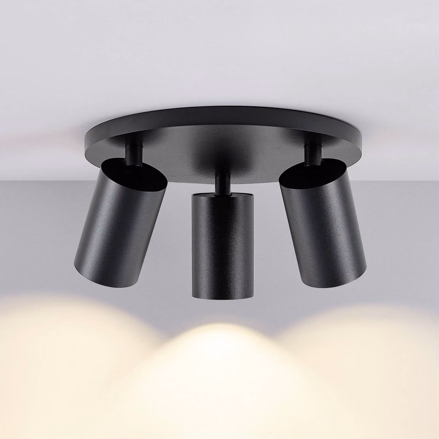 Deko-Light Faretto da soffitto CAN TILT, nero, Ø 25 cm, a 3 luci, metallo GU10 dimmerabile, Nero, Soggiorno / Sala da pranzo, Alluminio, Faretto