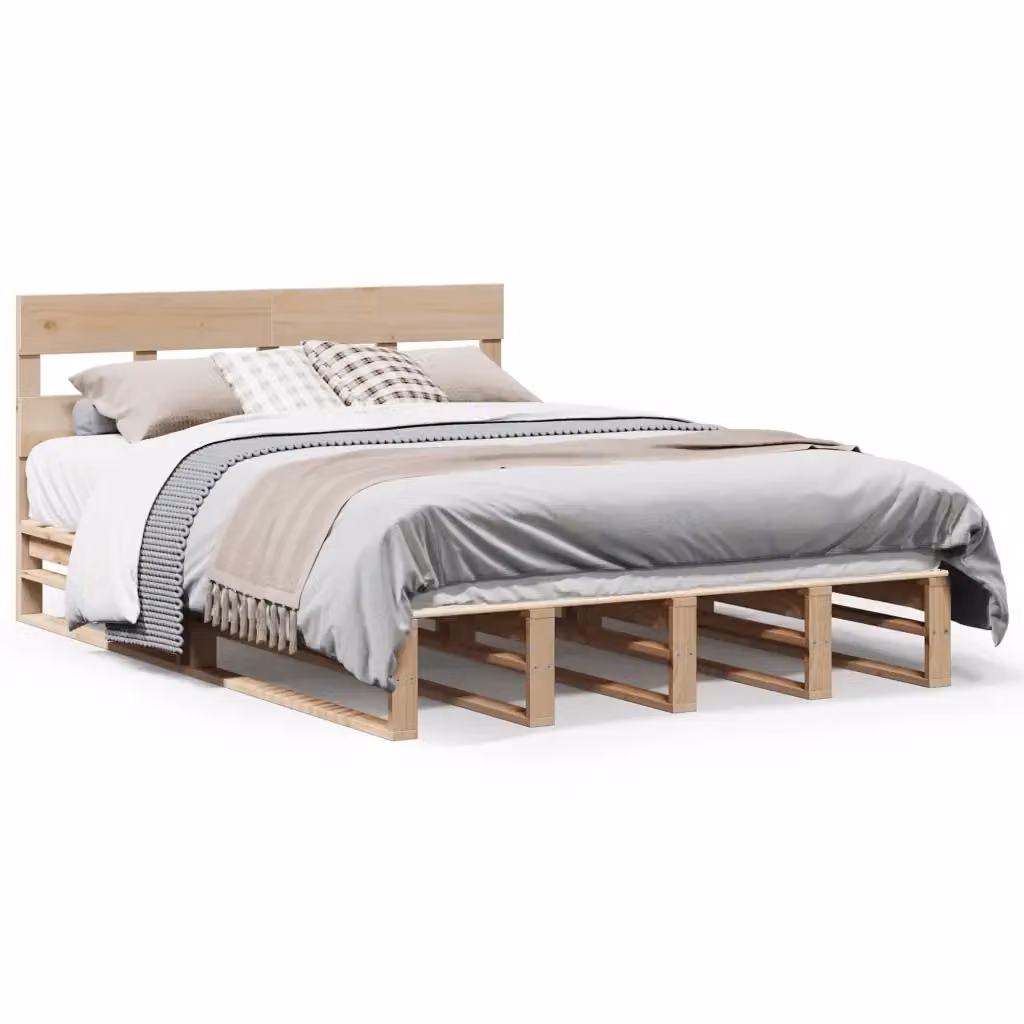 Struttura Letto Design Mania in Legno Massello di Pino Naturale, L 140 x P 190 cm – 2