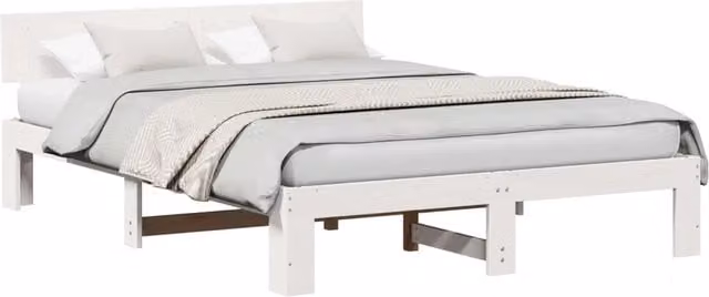 Letto matrimoniale | Letto per adulti | Struttura del letto Bianco 160 x 200 cm Pino massello