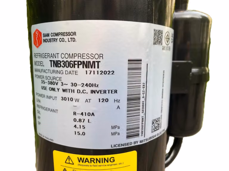 Compressore TNB306FPNMT per pompe di calore ad aria.