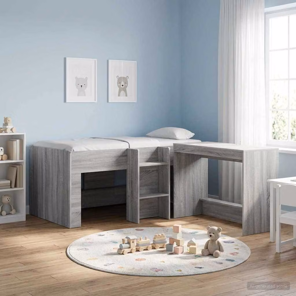 Letto alto per bambini vidaXL in legno grigio L: 160 cm, P: 80 cm, H: 120 cm