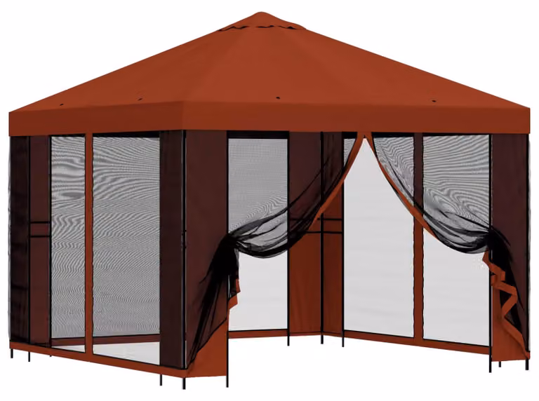 Gazebo da giardino con pareti laterali 3 x 3 m Terracotta