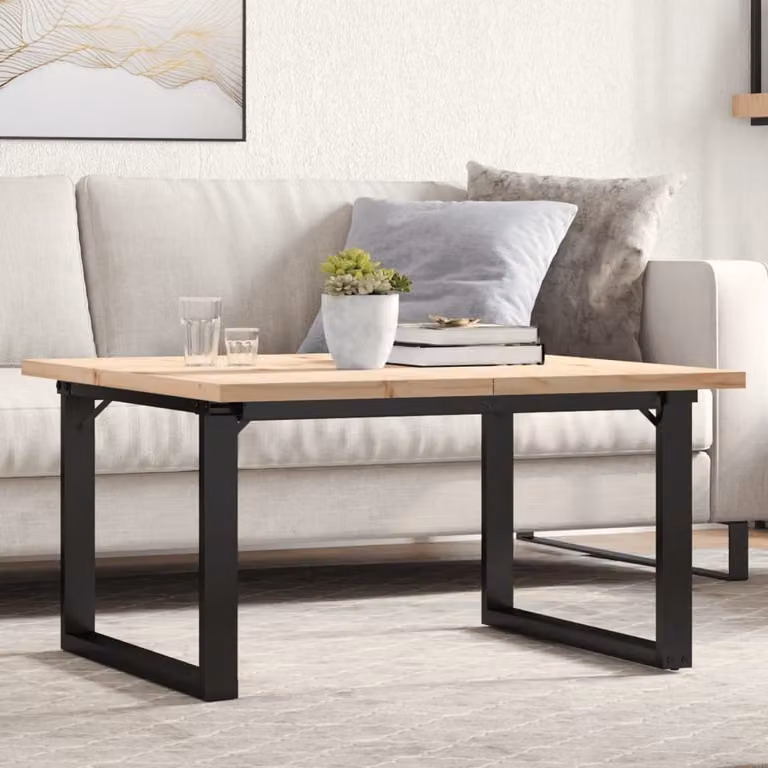 Maison Exclusive - Tavolino Salotto Telaio a O 80x80x45,5cm Legno Pino e Acciaio