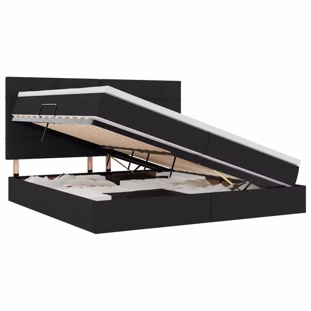 Letto con contenitore e materasso vidaXL in tessuto nero L/P/H: 200 x 200 x 28 cm – 2