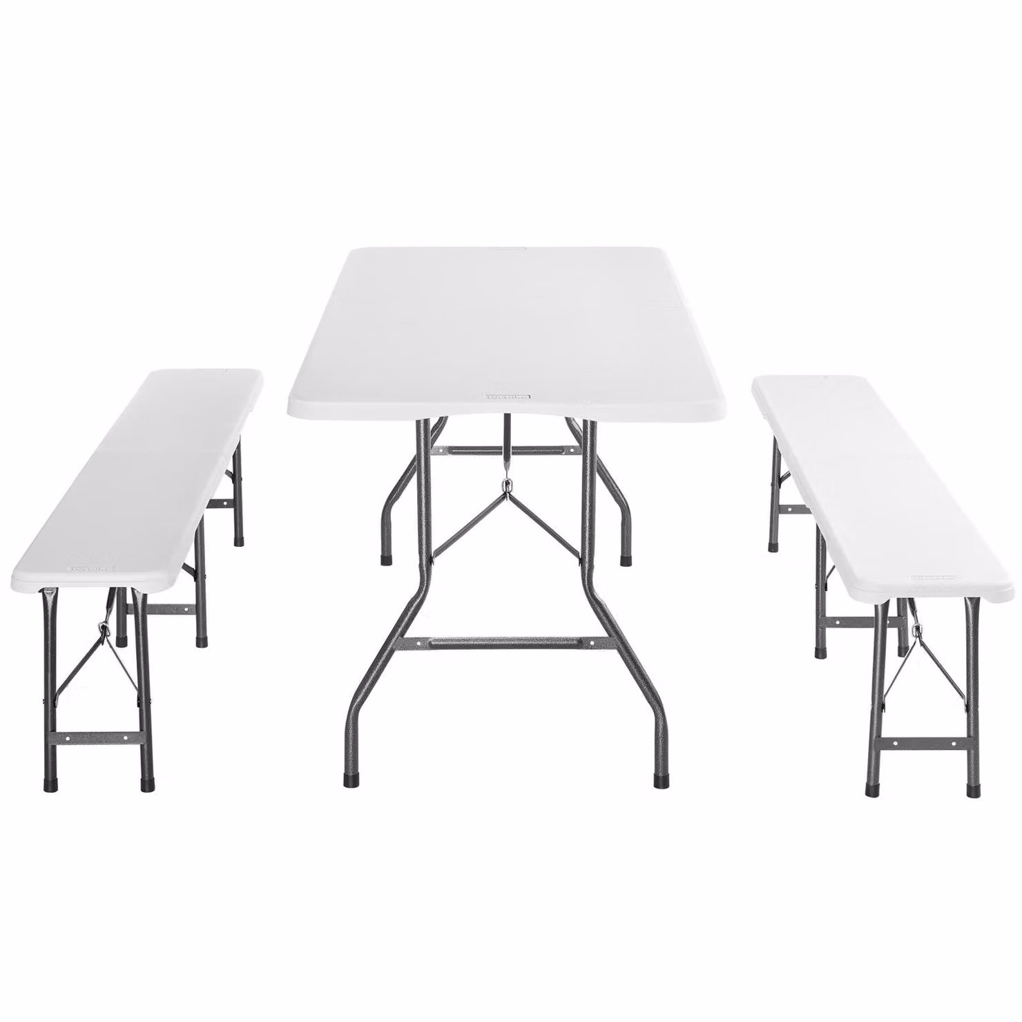 Set da tavolo da campeggio Panja tectake pieghevole per 8 persone, resistente alle intemperie, bianco, L: 120 cm, P: 74 cm, H: 70 cm – 2
