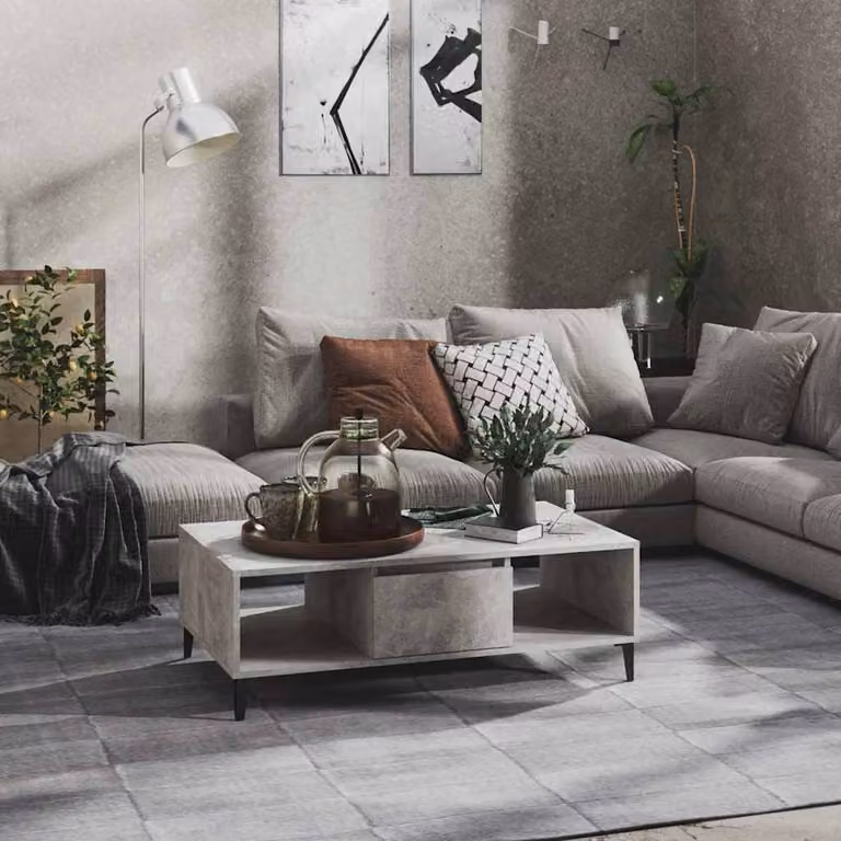 vidaXL Tavolino da salotto in stile industriale, Grigio Cemento, L: 103,5 cm, P: 60 cm, H: 35 cm