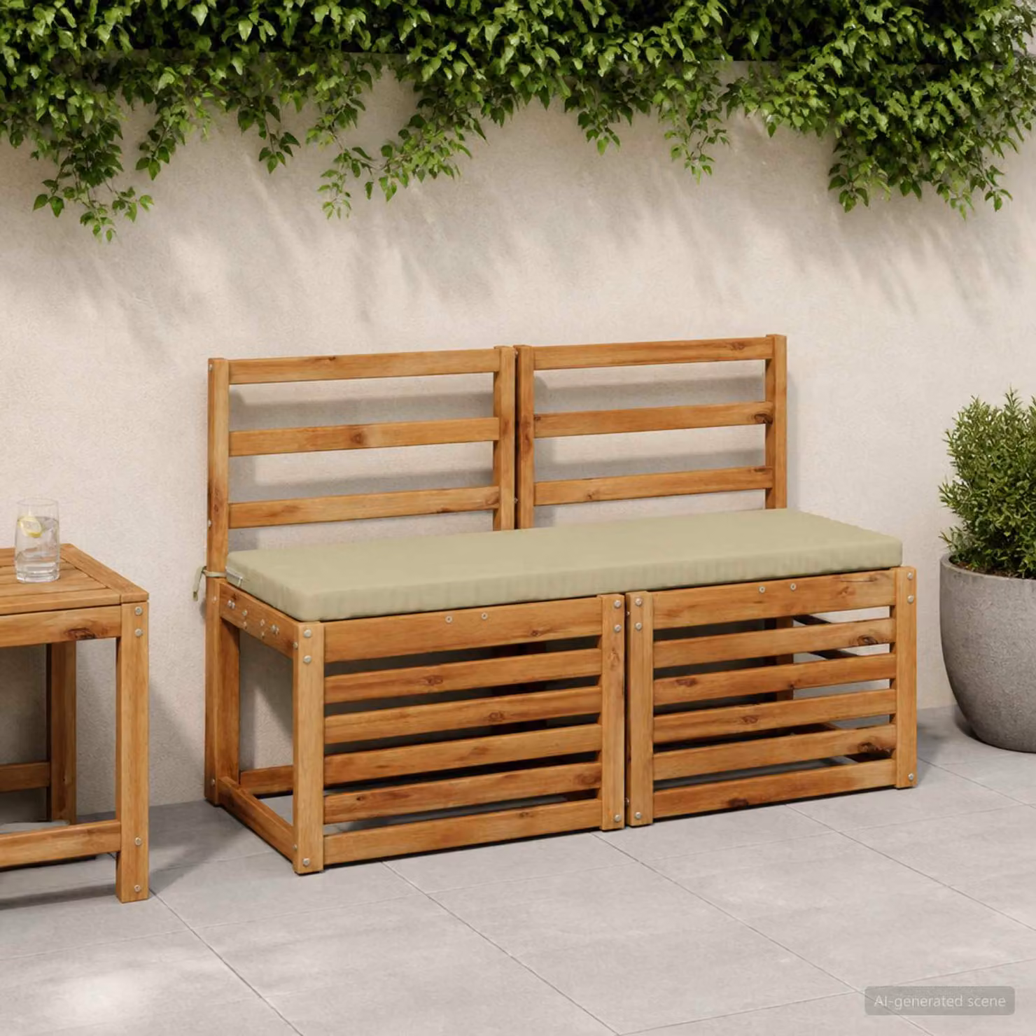Set di 2 cuscini per panchina vidaXL in poliestere, modello moderno con fodera rimovibile e resistente ai raggi UV, disponibili in verde o beige, L: 110 cm, P: 40 cm, H: 40 cm