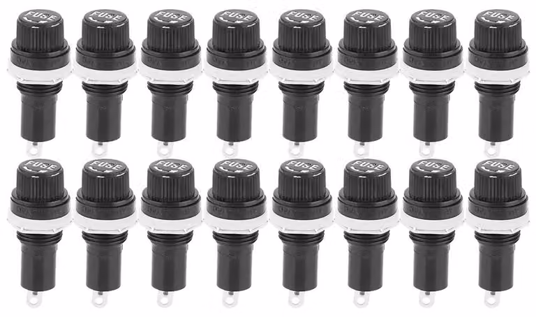 20 supporti per fusibili a vite, adatti a fusibili cilindrici in vetro da 5 x 20 mm