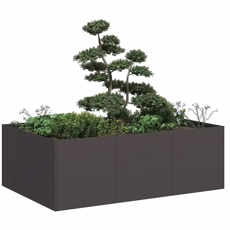Fioriera rialzata vidaXL in acciaio nero per orto e giardino L: 120 cm, P: 80 cm, H: 40 cm