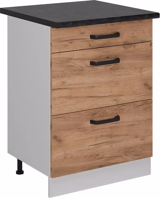 Mobiletto base per cucina R-Line Rovere dorato/Bianco 60 cm PL Antracite Vicco