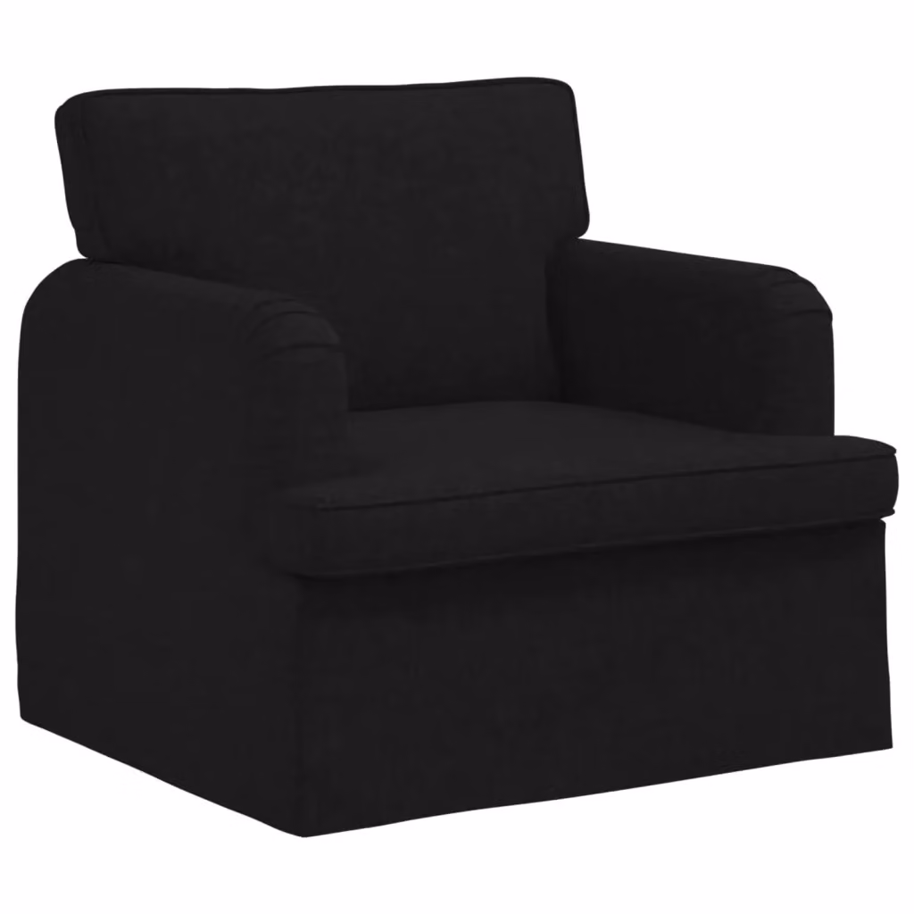 vidaXL Divano Nero in Tessuto con Struttura in Metallo e Rivestimenti Rimovibili L: 84 cm, P: 80 cm, H: 85 cm – 2