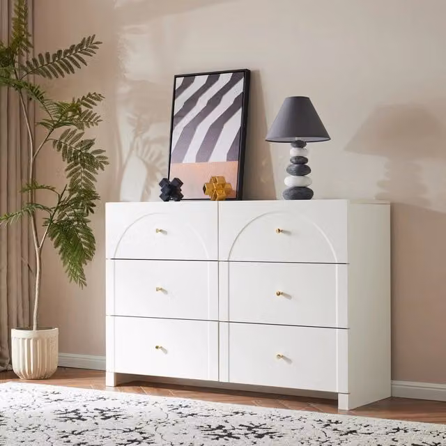 Cassettiera MODFU a 6 cassetti in truciolare bianco L 120 cm, P 40 cm, H 82 cm