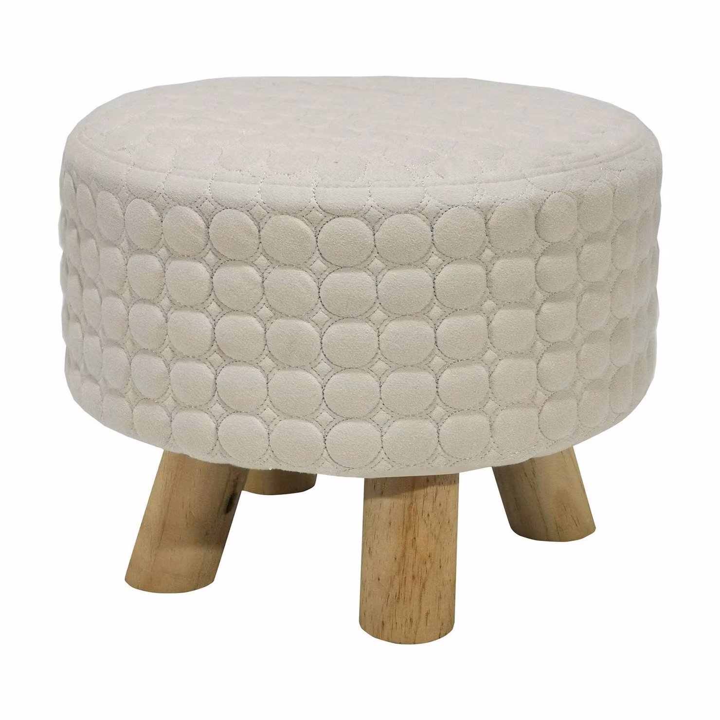 Vestiamo Casa - Pouf tondo beige con rivestimento rimovibile - H 24 cm x Diametro 28 cm – 1