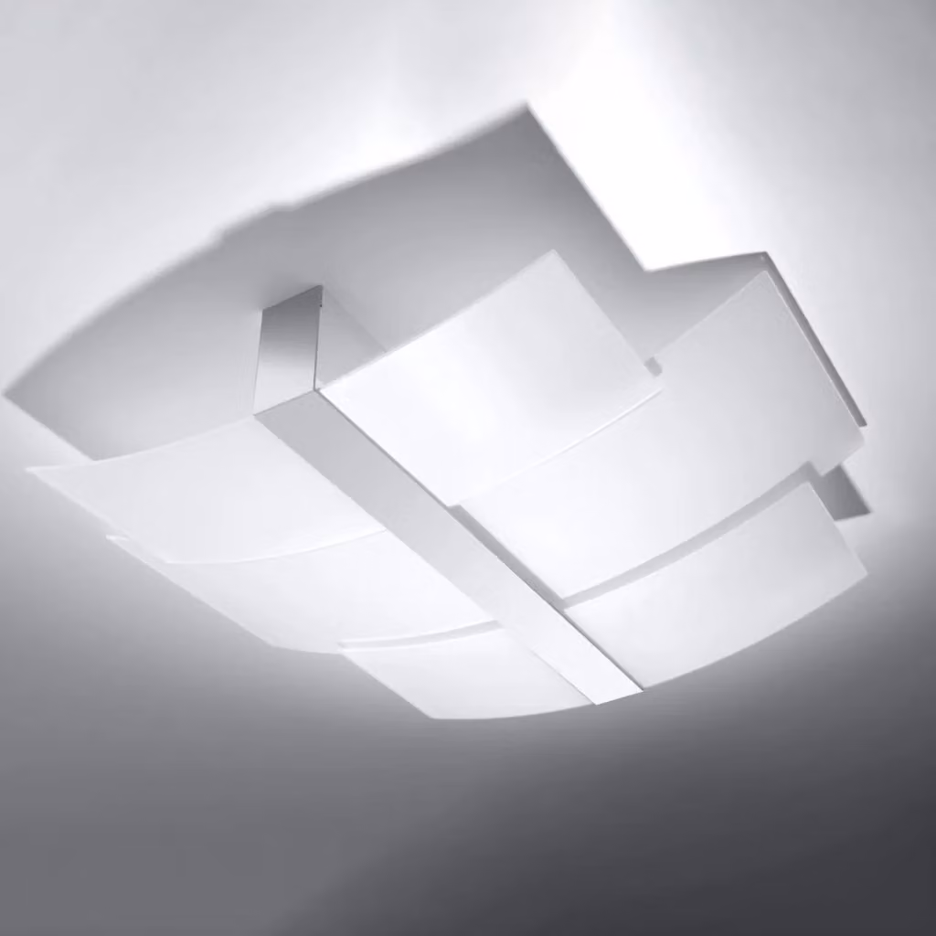 Lampada da soffitto moderna CELIA di Sollux Lighting in bianco e cromato con vetro e metallo – 2