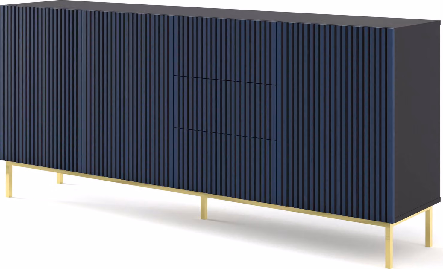 FURNLUX Credenza Ravenna F Nero e Blu e Oro 200cm / Colore principale: Blu / Dimensioni: 200 x 87 x 42 cm