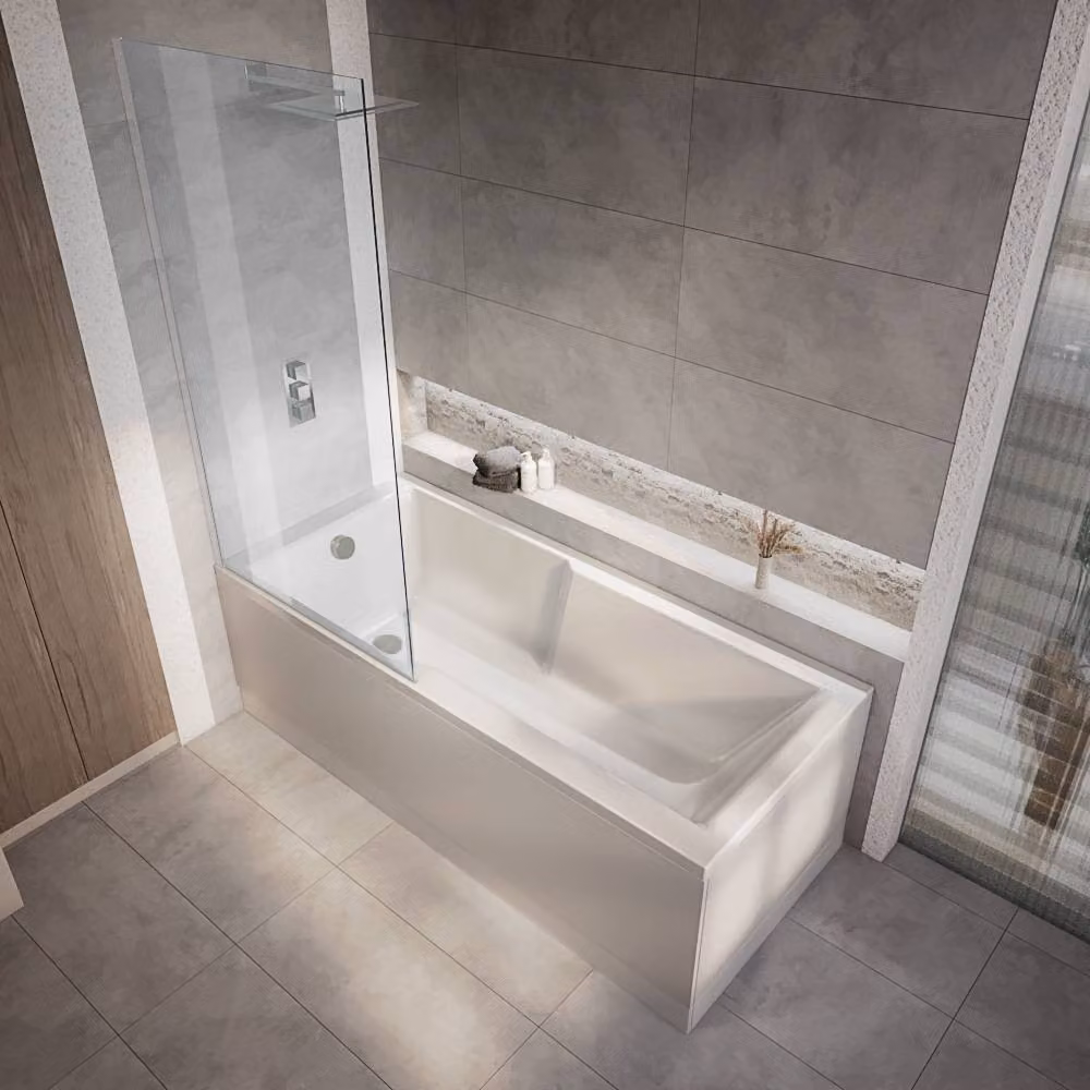 Vasca da Bagno con Parete Quadrata -  Cromata - 1700mm x 750mm - Sandford