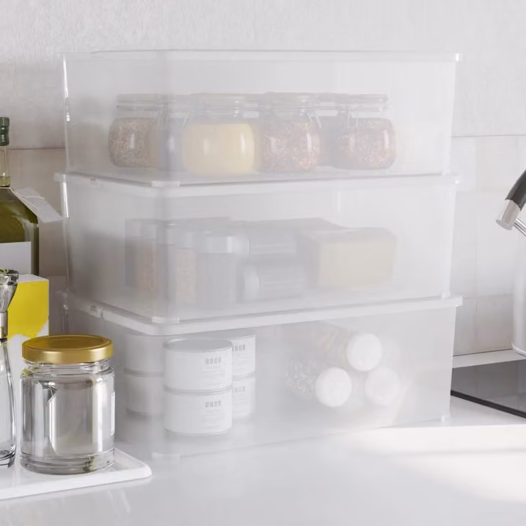 Set di 3 contenitori impilabili con coperchio vidaXL in plastica trasparente da 10 L