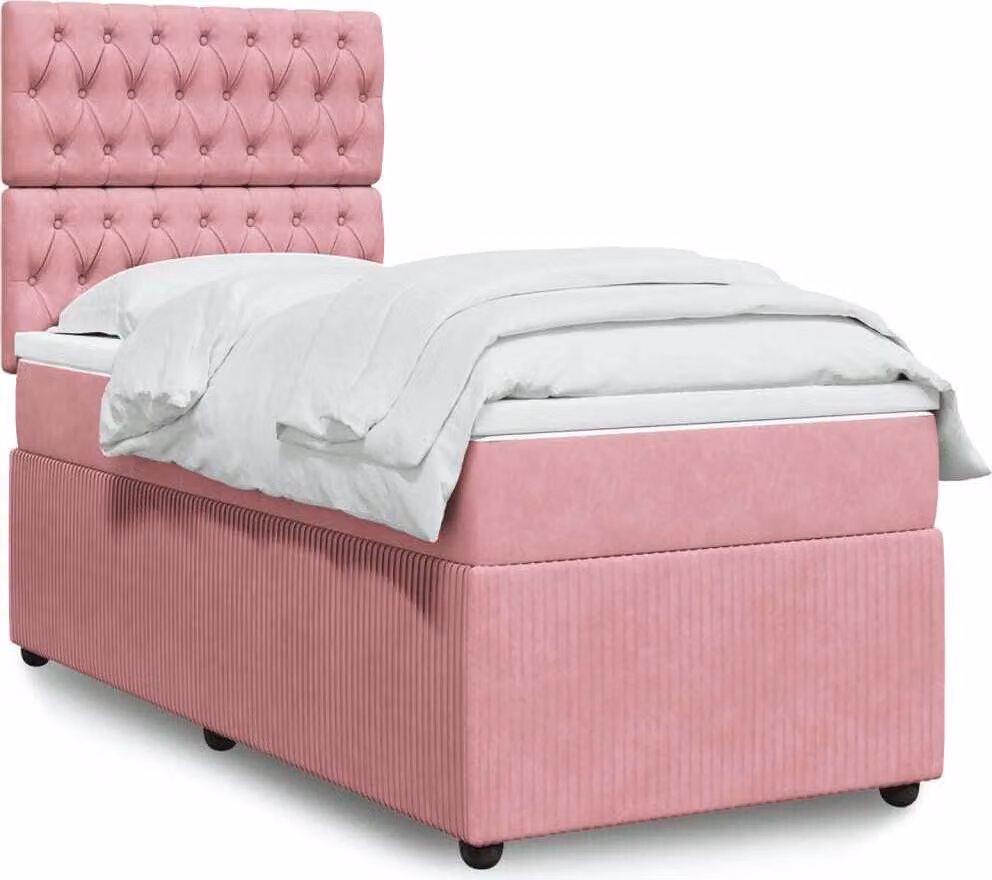 Maison Exclusive - Giroletto a Molle con Materasso Rosa 90x200 cm in Velluto