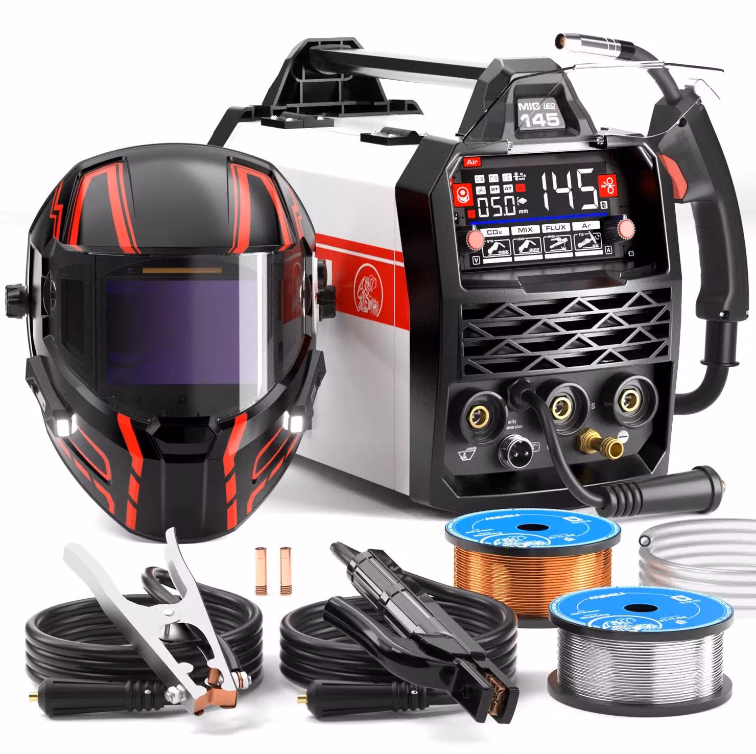 Saldatrice multifunzione - MIG-145AIR - MIG/MAG con gas - MIG senza gas - MMA - TIG Lift - 145 A - Pacchetto 2