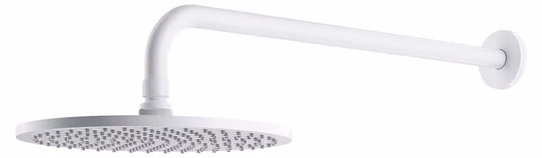 Doccia a soffitto con braccio di supporto, diametro 25 cm, finitura bianco opaco