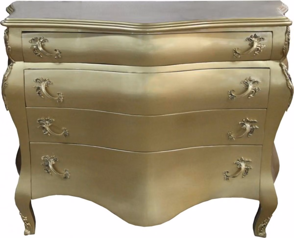 Comò Casa Padrino Barock, color oro, 120 x 56 x 92 cm - Comò artigianale in stile antico
