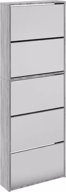 Scarpiera | Mobile per scarpe con Specchio a 5 Livelli Grigio Sonoma 63x17x169,5 cm