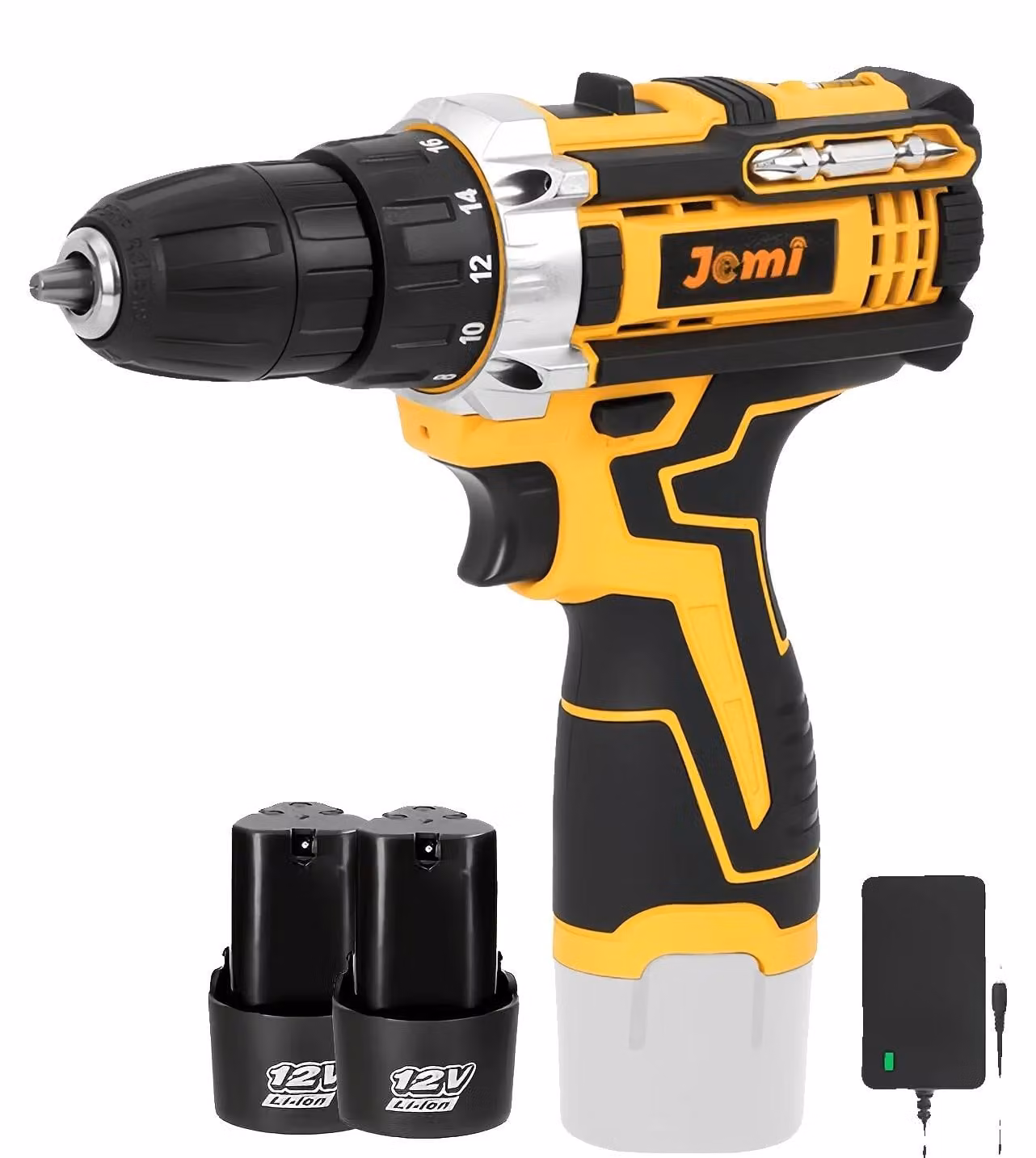 Trapano avvitatore a batteria, 3 modalità, 2 velocità, 12V, 2 batterie, omologato CE