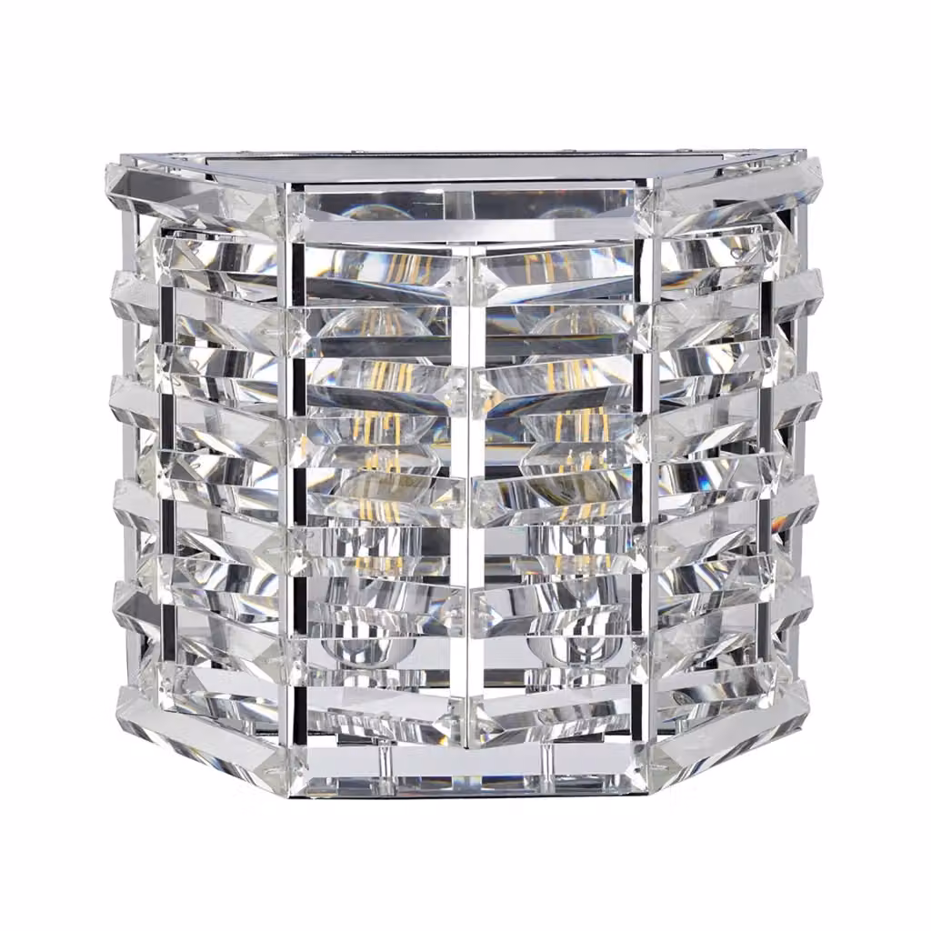Applique Contemporanea Shoal Elstead Lighting in Acciaio Nichel Lucido e Cristallo con 2 Luci E27 Argento – 2