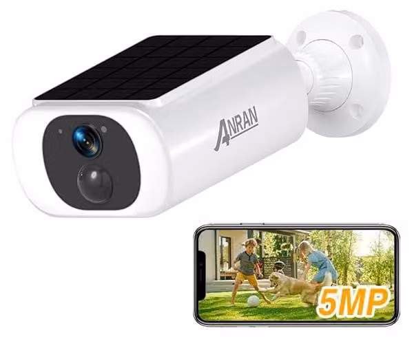Telecamera di sicurezza esterna da 5 megapixel con pannello solare, completamente wireless, con audio bidirezionale