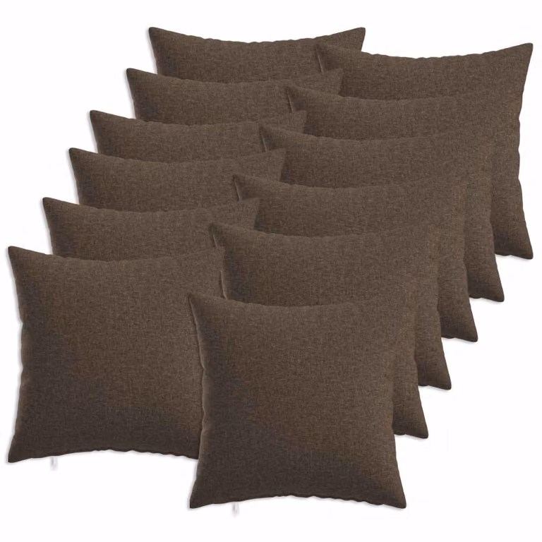 Set di 12 federe vidaXL HEERLEN tortora, forma quadrata in tessuto poliestere, L/P: 50 x 50 cm