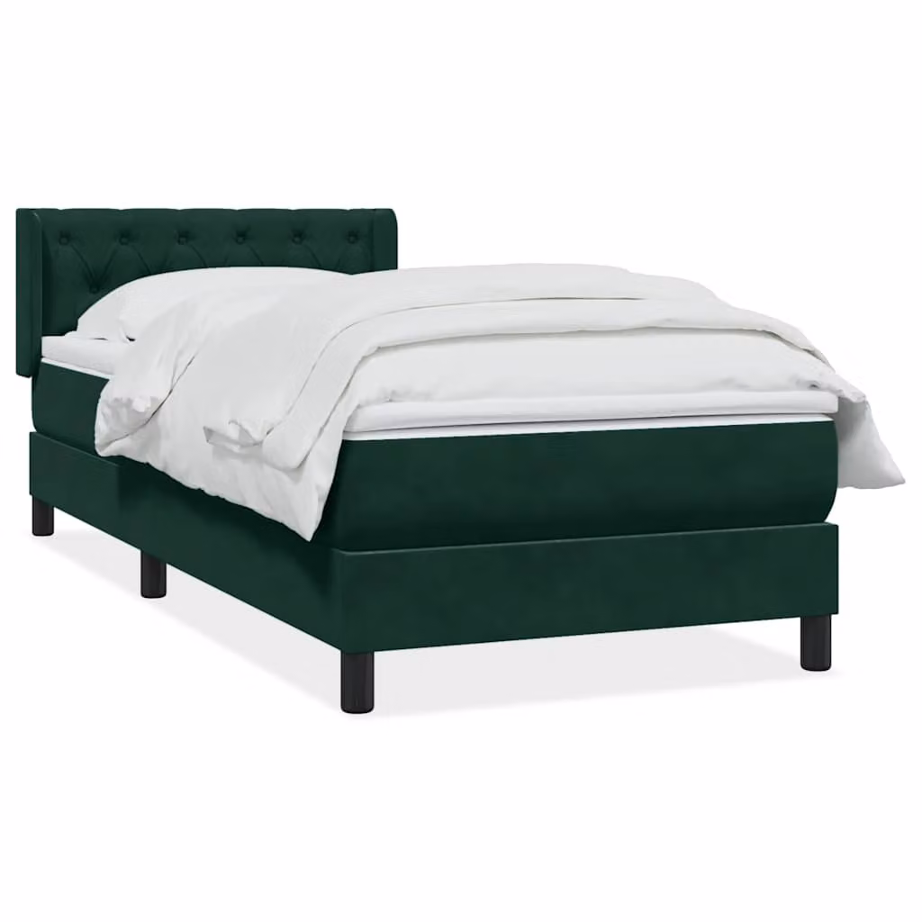 vidaXL Giroletto a Molle con Materasso Ibrido in Velluto Verde Scuro L: 83 cm, P: 223 cm, H: 88 cm