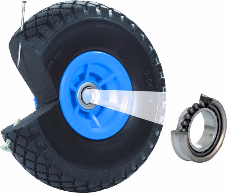 Ruota per carrello a mano Ruota inPoliuretano260x85 mm 3.00-4 Mozzo sfalsato 60 mm Ø 20 mm blu Gomma piena Carrello a mano