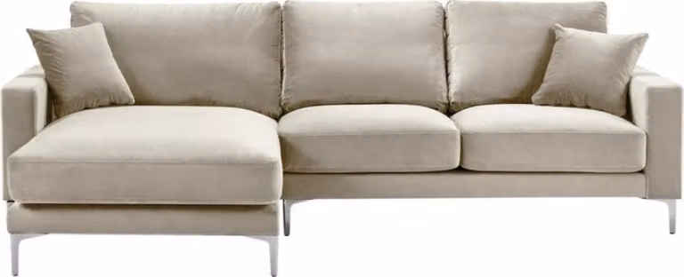Loft Sofa Luxus Eckcouch Möbel Eckgarnitur Samt Couchen sofas beige Wohnzimmer