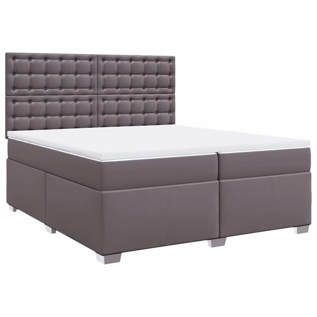 Giroletto a Molle con Materasso Grgio 200x200 cm in Pelle finta
