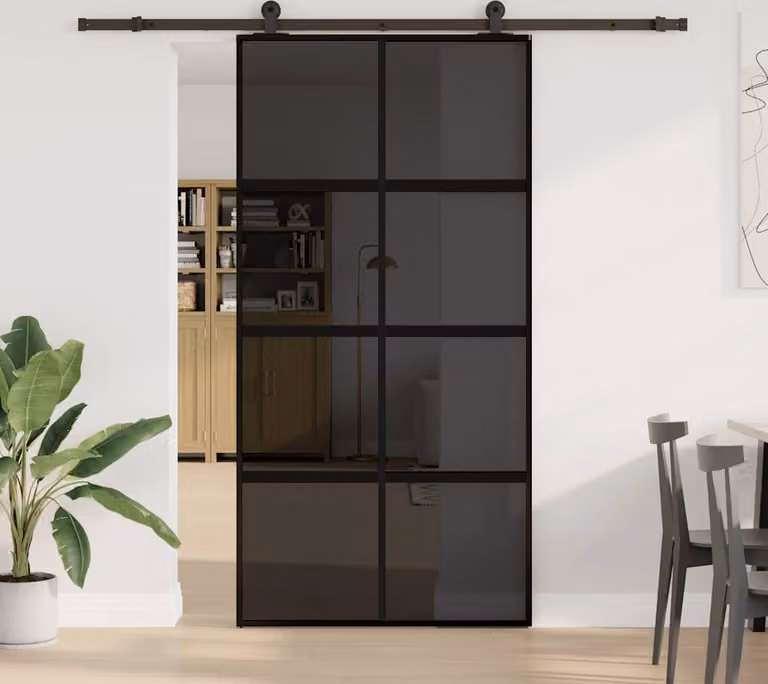 Porta Scorrevole con Ferramenta Vetro Temperato Alluminio