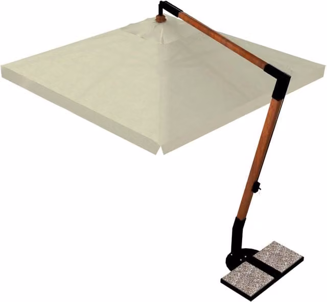 Ombrellone da giardino decentrato Danieli San Francisco in legno con telo in acrilico color beige L/P: 350 x 350 cm – 1
