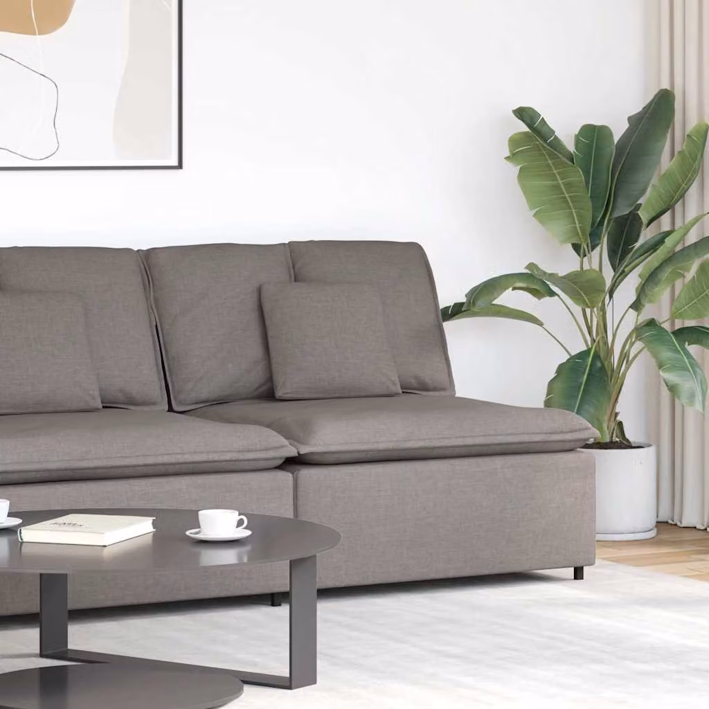 vidaXL Modulo Centrale di Divano Modulare con Cuscini, Colore Beige e Grigio, L: 100 cm