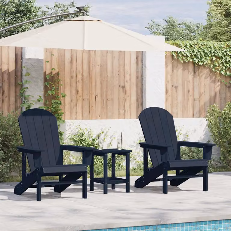 Set di 2 sedie da giardino vidaXL in polietilene blu navy con braccioli