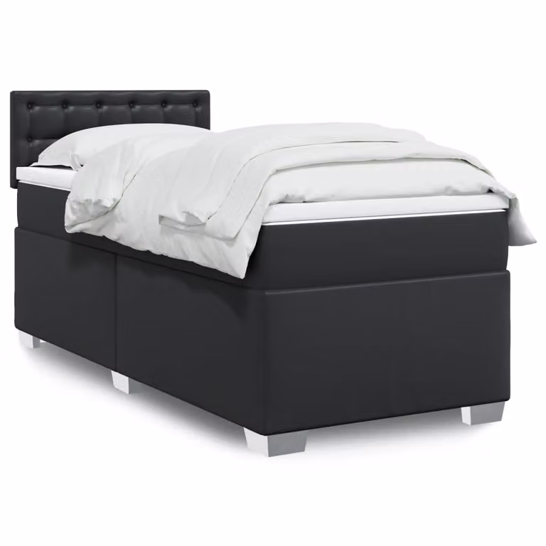 vidaXL Giroletto a Molle Ibrido con Materasso in Similpelle Nero L/P/H: 100 x 200 x 76,5 cm