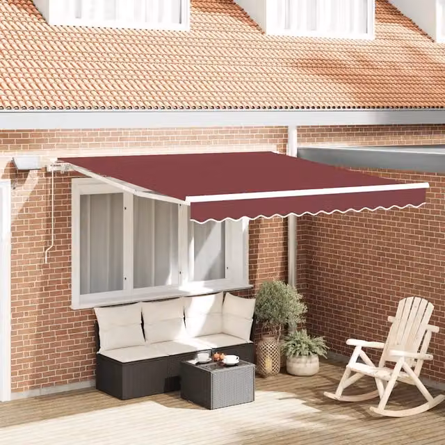 Tenda da Sole Retrattile Manuale con LED Bordò 300x250 cm 3214969