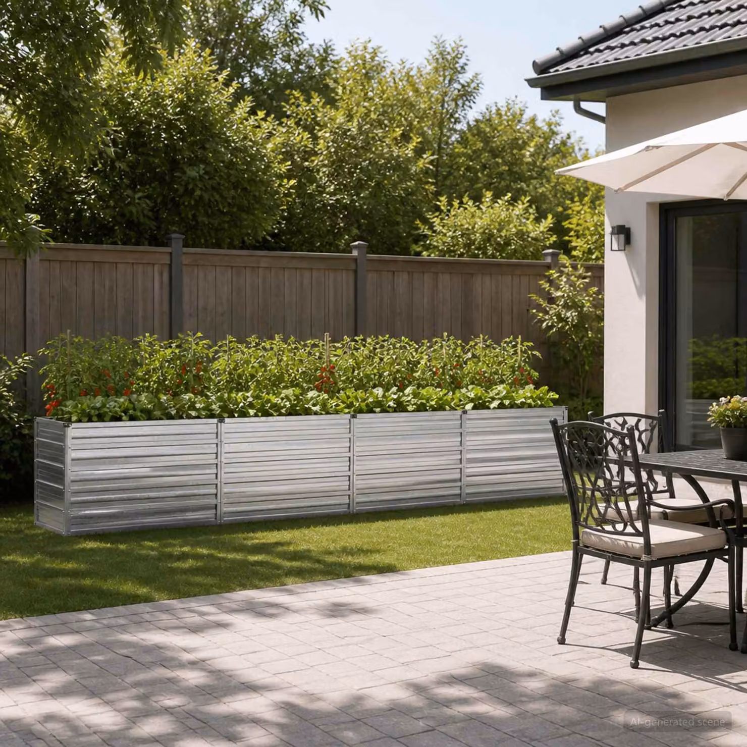 Letto rialzato da giardino vidaXL in acciaio zincato Argento L: 320 cm, P: 40 cm, H: 55 cm