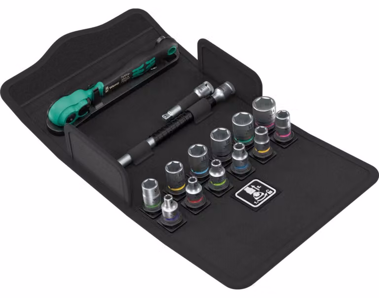 Wera 8100 SA 13 Zyklop Comfort Set di chiavi a cricchetto con leva di commutazione, attacco 1/4" metrico