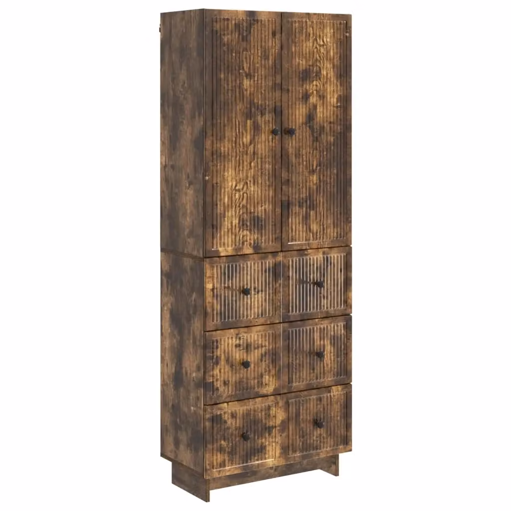 Set di 2 armadi vidaXL in legno marrone stile rustico con ante a battente, ripiani e cassetti interni per soggiorno o giardino, L/P/H: 90 x 34,5 x 66 cm – 2
