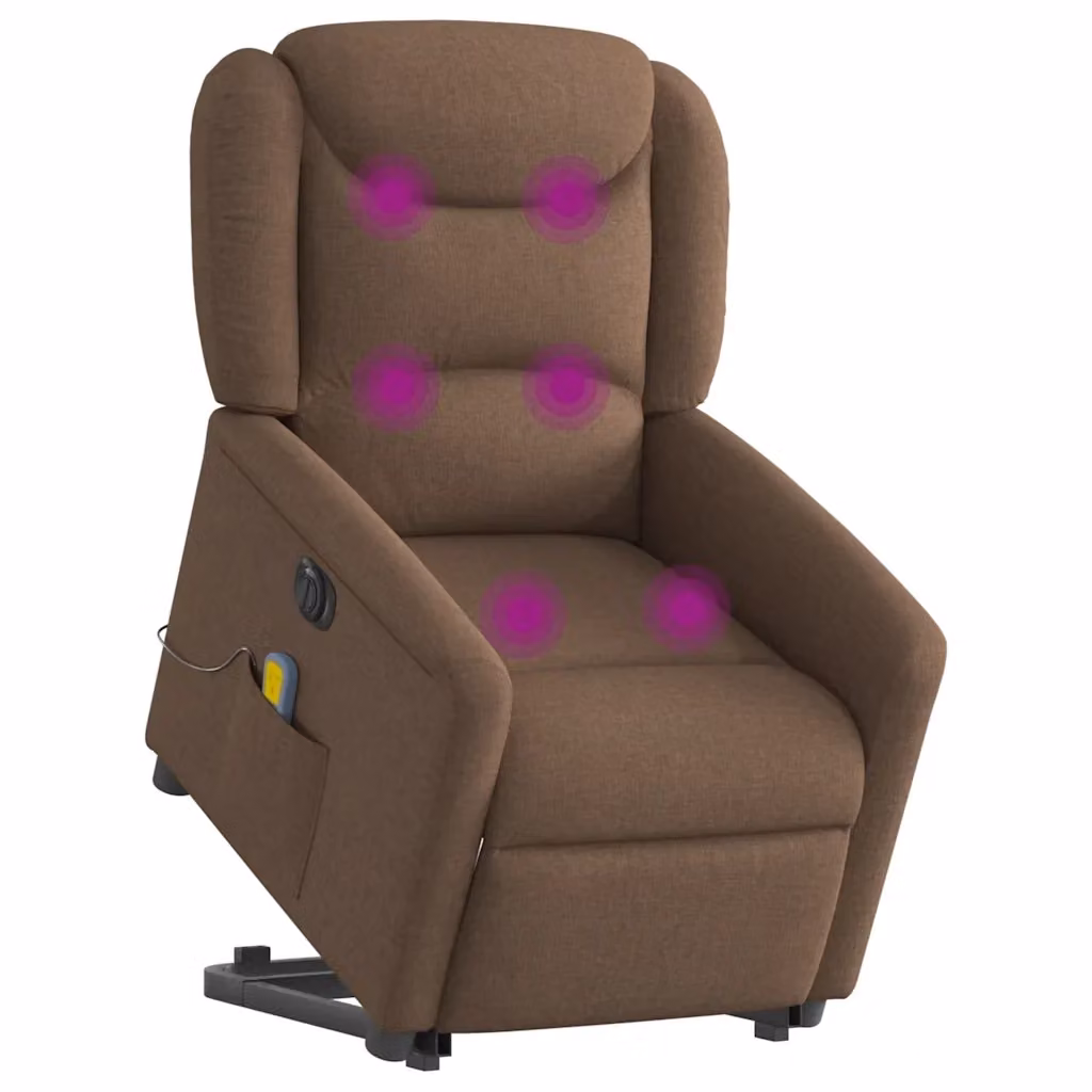 Poltrona Alzapersona Elettrica con Assistenza al Sollevamento vidaXL in Tessuto Marrone per Senior – 2