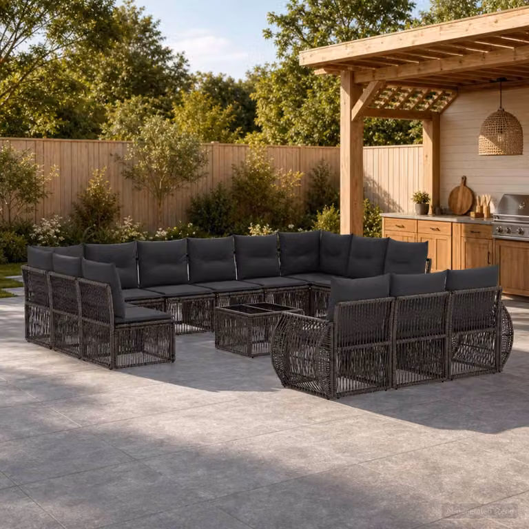 Maison Exclusive - Set di divani da giardino, 14 pezzi, grigio e grigio scuro, in rattan sintetico